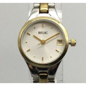 Relic Watch Women Gold Silver Dual Tone Day Bracelet 7"